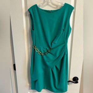 Studio One Teal Dress with Gold Chain Accent